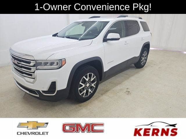 2023 GMC Acadia SLE in Summit White — front three-quarter view
